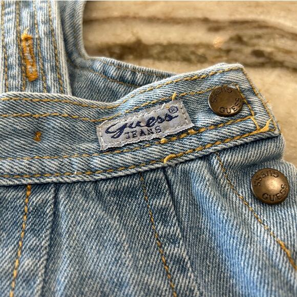 Vintage Baby Guess Denim Pinafore Jumper Dress 2Y Made in USA - Picture 2 of 8